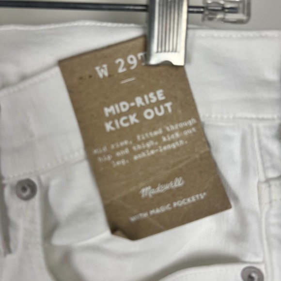 Madewell Mid Rise Kick Out Crop Jeans White Denim Size 29 Tall Classic - Picture 14 of 16